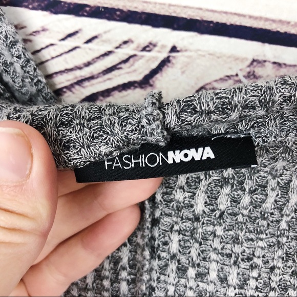 FASHION Nova Gray Ribbed Knit Lightweight Hoodie - Picture 7 of 7